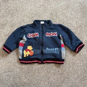 Vintage Disney Baby Sweatshirt Winnie the Pooh Size 24m Zip Up Basketball Y2K